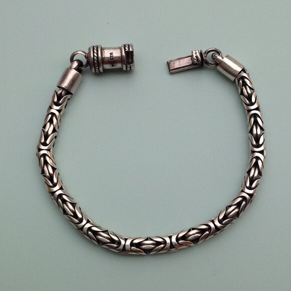 Sterling Silver 925 Byzantine Bracelet  w Barrel Clasp 7.5" - Picture 2 of 15